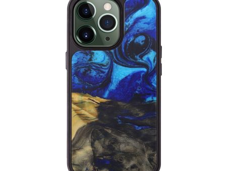 iPhone 13 Pro Wood+Resin Phone Case - Tennille (Dark Blue, 593163) on Sale