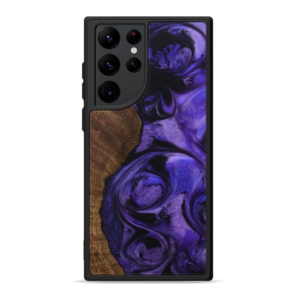 Galaxy S22 Ultra Wood+Resin Phone Case - Sibella (Purple, 595387) Online now