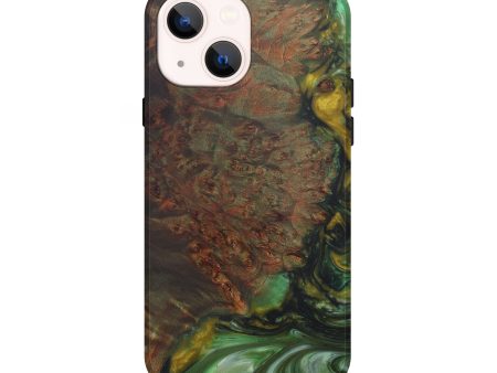 iPhone 14 Wood+Resin Live Edge Phone Case - Mami (Dark Green, 594185) Cheap