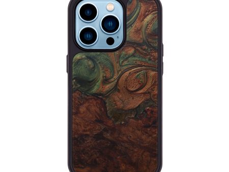 iPhone 14 Pro Wood+Resin Phone Case - Yevette (Dark Green, 587275) For Cheap