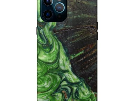 iPhone 12 Pro Max Wood+Resin Live Edge Phone Case - Vlad (Dark Green, 591394) For Discount