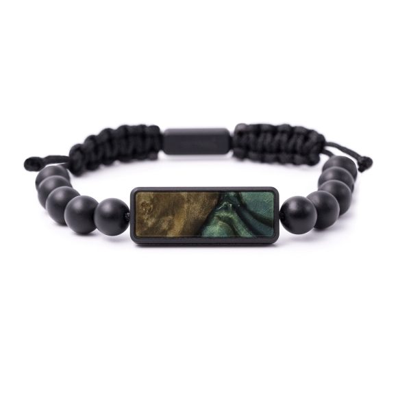 Bead Wood+Resin Bracelet - Hesham (Dark Green, 589928) Sale