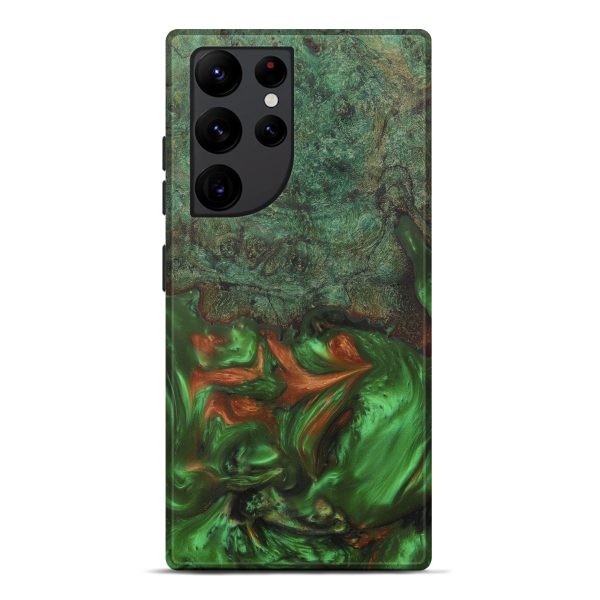 Galaxy S22 Ultra Wood+Resin Live Edge Phone Case - Rani (Dark Green, 594178) Online