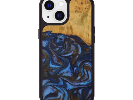 iPhone 13 Wood+Resin Phone Case - Ashanti (Teal & Gold, 594940) For Discount