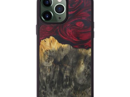 iPhone 13 Pro Max Wood+Resin Phone Case - Dominic (Dark Red, 590372) For Sale