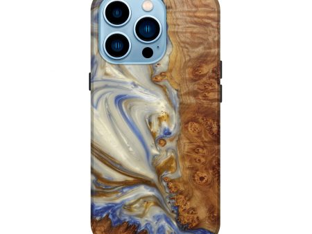 iPhone 14 Pro Wood+Resin Live Edge Phone Case - Aldo (Light Blue, 591791) For Cheap