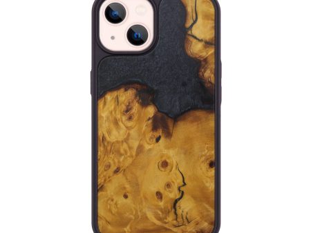 iPhone 14 Wood+Resin Phone Case - Felice (Pure Black, 593973) For Cheap