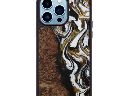 iPhone 14 Pro Max Wood+Resin Phone Case - Permelia (Black & White, 594931) Online Hot Sale