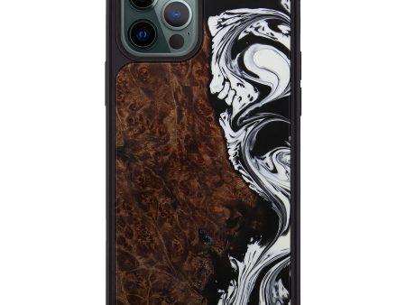 iPhone 12 Pro Max Wood+Resin Phone Case - Roscoe (Black & White, 591063) Fashion