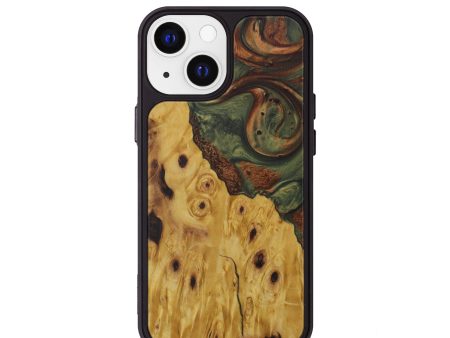 iPhone 13 mini Wood+Resin Phone Case - Torrance (Dark Green, 591262) For Sale