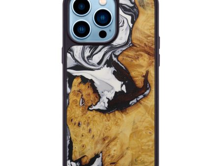 iPhone 14 Pro Max Wood+Resin Phone Case - Sharleen (Black & White, 587513) Online Sale