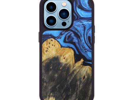 iPhone 14 Pro Wood+Resin Phone Case - Tella (Dark Blue, 589863) Cheap