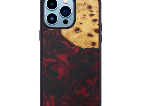 iPhone 14 Pro Max Wood+Resin Phone Case - Oran (Dark Red, 588354) Discount