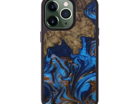 iPhone 13 Pro Wood+Resin Phone Case - Nobutaka (Teal & Gold, 587483) Online