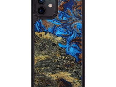 iPhone 12 Wood+Resin Phone Case - Quintina (Teal & Gold, 590509) Discount