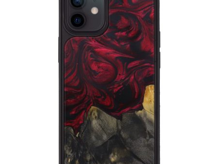 iPhone 12 Wood+Resin Phone Case - Lexine (Dark Red, 589896) on Sale