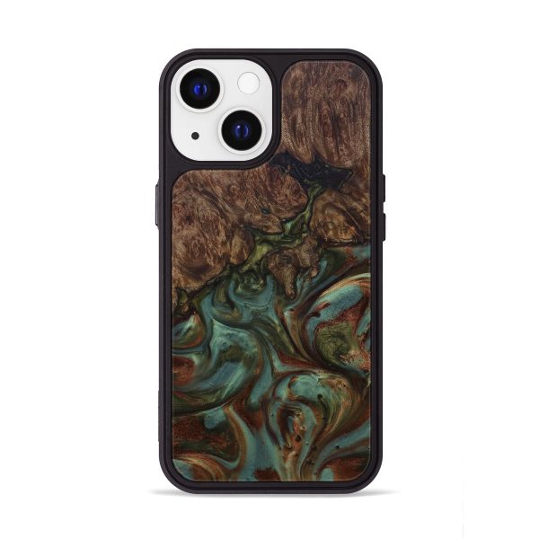 iPhone 13 Wood+Resin Phone Case - Loney (Dark Green, 589013) Online Hot Sale