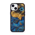 iPhone 13 Wood+Resin Phone Case - Eveline (Teal & Gold, 593890) on Sale