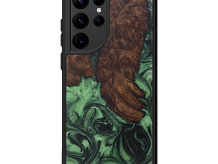 Galaxy S22 Ultra Wood+Resin Phone Case - Ashtyn (Dark Green, 590624) For Sale