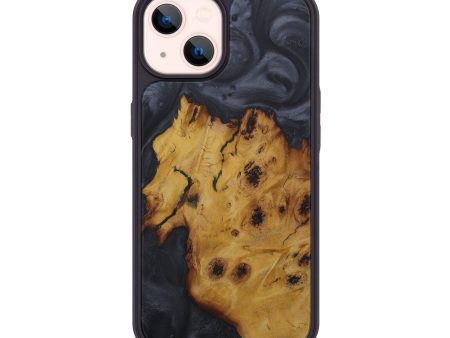 iPhone 14 Wood+Resin Phone Case - Lassie (Pure Black, 591725) Supply