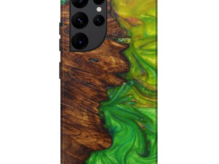 Galaxy S22 Ultra Wood+Resin Live Edge Phone Case - Nannie (Dark Green, 591393) Cheap