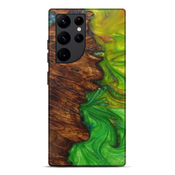 Galaxy S22 Ultra Wood+Resin Live Edge Phone Case - Nannie (Dark Green, 591393) Cheap