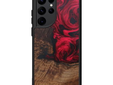 Galaxy S22 Ultra Wood+Resin Phone Case - Tuhina (Dark Red, 595342) Fashion