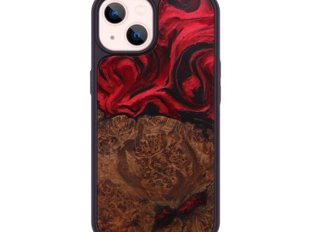 iPhone 14 Wood+Resin Phone Case - Olivette (Dark Red, 594660) Cheap