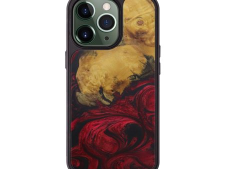 iPhone 13 Pro Wood+Resin Phone Case - Frona (Dark Red, 589692) Supply