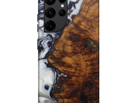 Galaxy S22 Ultra Wood+Resin Live Edge Phone Case - Carolyn (Black & White, 591780) For Cheap