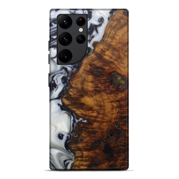 Galaxy S22 Ultra Wood+Resin Live Edge Phone Case - Carolyn (Black & White, 591780) For Cheap