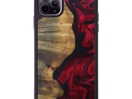 iPhone 11 Pro Max Wood+Resin Phone Case - Katheryn (Dark Red, 595365) on Sale