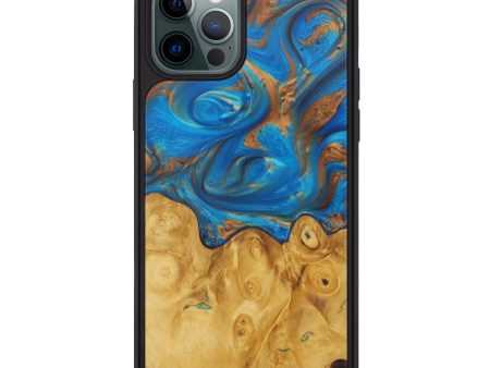 iPhone 12 Pro Wood+Resin Phone Case - Renny (Teal & Gold, 588469) Cheap