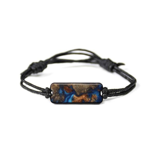 Classic Wood+Resin Bracelet - Leni (Teal & Gold, 589525) For Sale