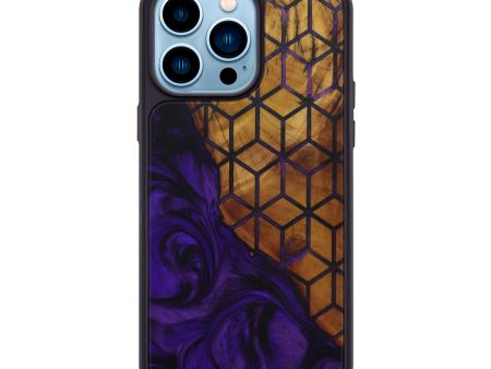 iPhone 14 Pro Max Wood+Resin Phone Case - Zulema (Pattern, 595226) For Sale