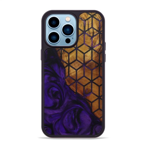 iPhone 14 Pro Max Wood+Resin Phone Case - Zulema (Pattern, 595226) For Sale