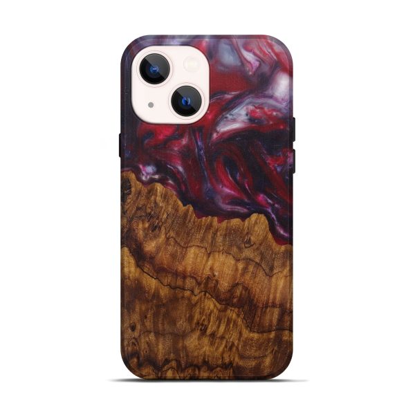 iPhone 13 Wood+Resin Live Edge Phone Case - Arif (Dark Red, 592341) Online Sale