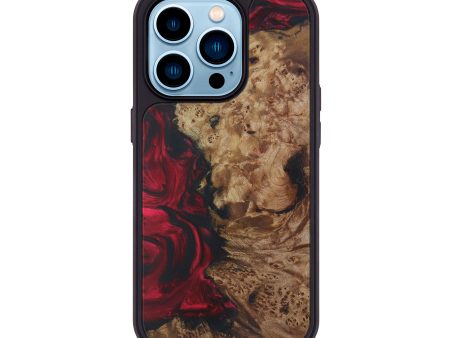 iPhone 14 Pro Wood+Resin Phone Case - Alline (Dark Red, 595335) For Discount