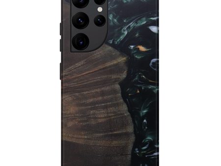 Galaxy S22 Ultra Wood+Resin Live Edge Phone Case - Marleah (Dark Green, 588669) on Sale