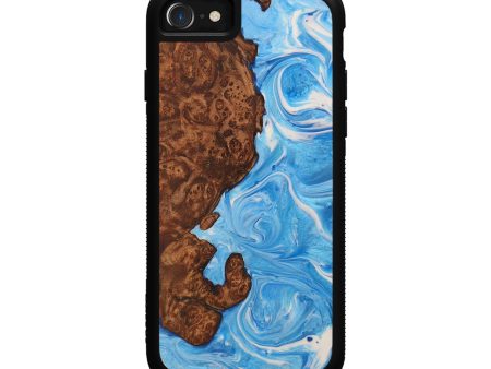 iPhone SE Wood+Resin Phone Case - Antoine (Light Blue, 594088) For Cheap