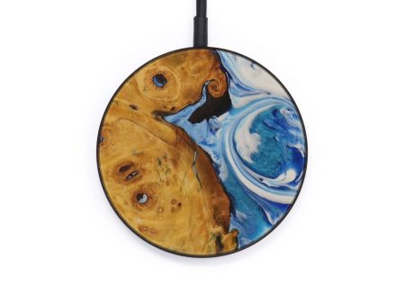 Circle Wood+Resin Wireless Charger - Anfernee (Light Blue, 593159) For Sale