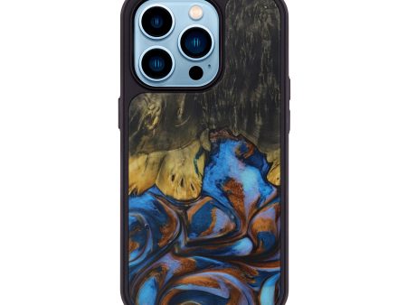 iPhone 14 Pro Wood+Resin Phone Case - Sherman (Teal & Gold, 590767) Online