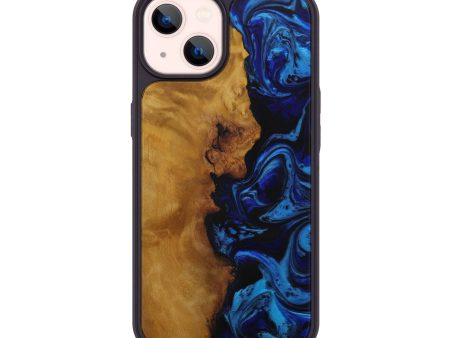 iPhone 14 Wood+Resin Phone Case - Stefa (Dark Blue, 593146) Online now