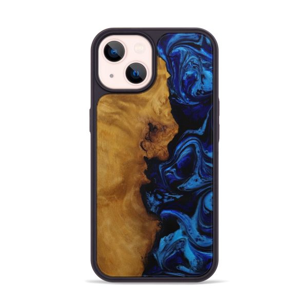 iPhone 14 Wood+Resin Phone Case - Stefa (Dark Blue, 593146) Online now