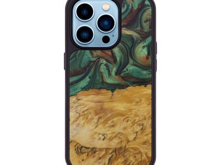 iPhone 14 Pro Wood+Resin Phone Case - Altie (Dark Green, 590965) For Cheap