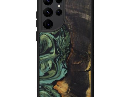 Galaxy S22 Ultra Wood+Resin Phone Case - Stace (Dark Green, 590939) Supply