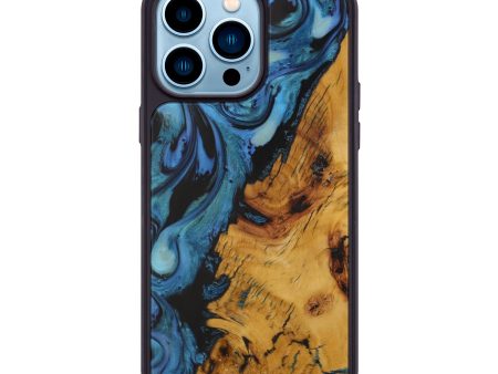 iPhone 14 Pro Max Wood+Resin Phone Case - Besse (Dark Blue, 593139) Online