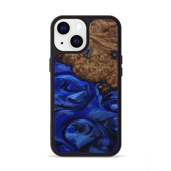 iPhone 13 Wood+Resin Phone Case - Shirene (Dark Blue, 589754) For Cheap