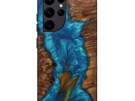 Galaxy S22 Ultra Wood+Resin Live Edge Phone Case - Peria (Light Blue, 588749) For Discount