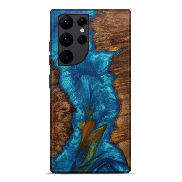 Galaxy S22 Ultra Wood+Resin Live Edge Phone Case - Peria (Light Blue, 588749) For Discount